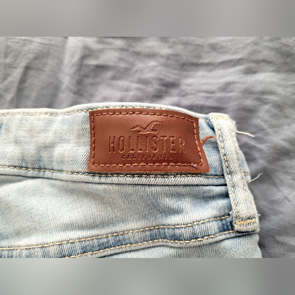 Hollister Destroyed Light Wash Raw Hem High Rise Super Skinny Jeans Sz 28/30 - Picture 9 of 12